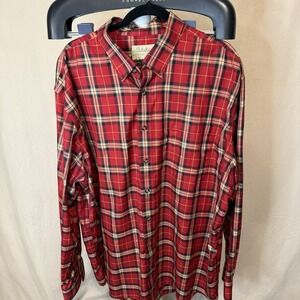 Cabela's Outfitter Men's Cotton Long Sleeve Shirt, 2XL, Red And Tan Plaid